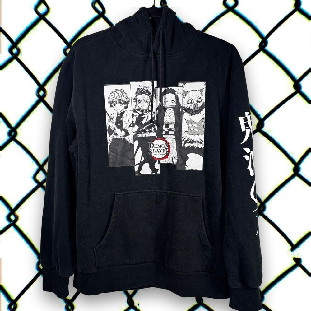 Demon-Slayer Men's Black Hoodie Men's Large